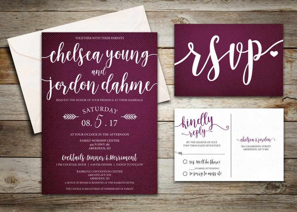 Purple Wedding Invitation Set