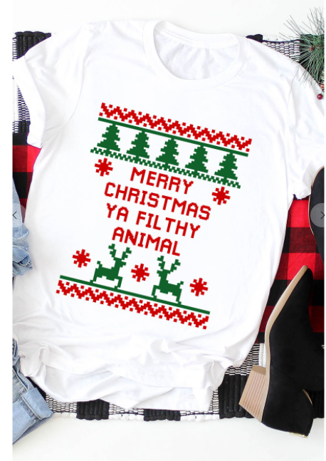 Merry Christmas Ya Filthy Animal Graphic Tee – hh design