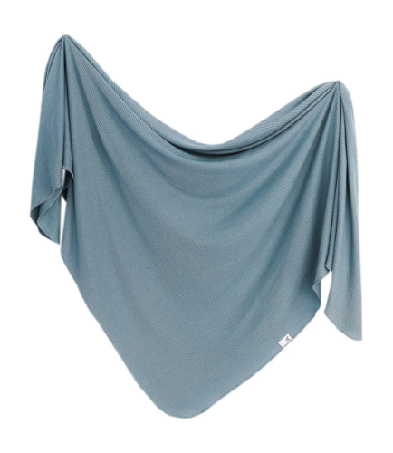 Rib Knit Swaddle Blanket - Atlantic