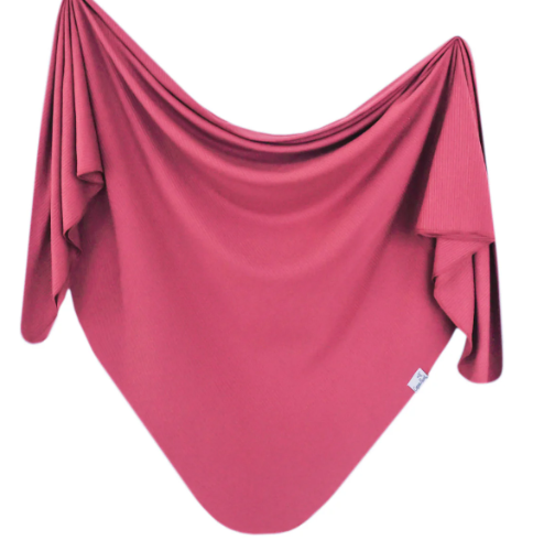 Rib Knit Swaddle Blanket - Berry