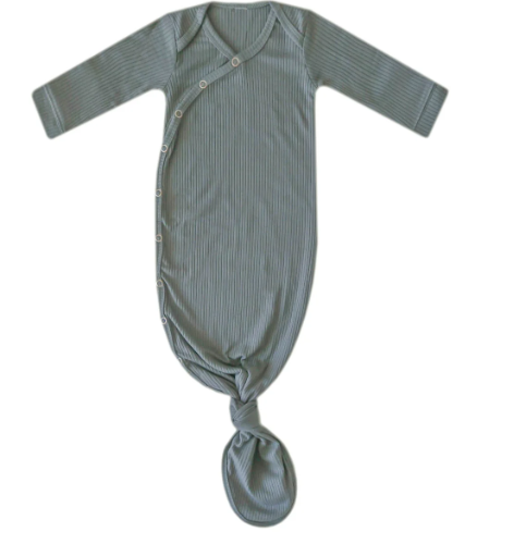 Newborn Knotted Gown - Moss