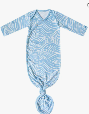 Newborn Knotted Gown - Surf