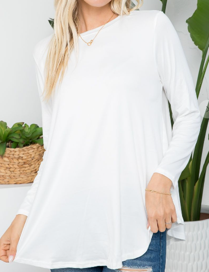 OFF WHITE BUTTER SOFT SOLID FABRIC BASIC TOP